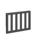 Universal Wood Toddler Guardrail For Crib To Toddler Bed Transition, Gray Finish, Sturdy Safety Rail, side view of product