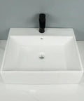 USZWBY Vessel Sinks White Ceramic Balcony Wall-Mounted Sink Modern Simple Square Bathroom Countertop Washbasin.