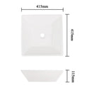 USZWBY Vessel Sinks Bathroom Vessel Sink Modern Square Ceramic Counter Basin White Bathroom Bowl Sink top view with dimensions