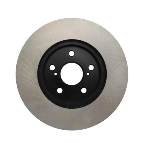 Centric Premium 120.44125 front brake rotor; silver disc with black center hub and five lug holes.