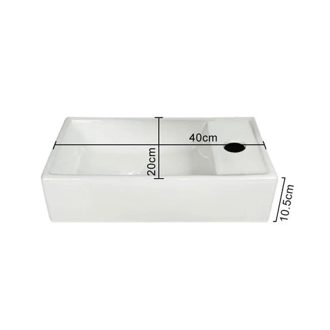 USZWBY Vessel Sinks Ceramic Vessel Sink Modern Minimalist Wall-Mounted Washbasin Square Washing Bowl Bathroom Bowl Sink, 40cm x 20cm x 10.5cm white sink