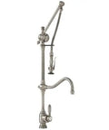 Traditional Gantry Faucet With 10 3 4 Inch Reach Hook Spout And Built In Diverter For Pre Rinse Sprayer Chocolate Bronze Finish