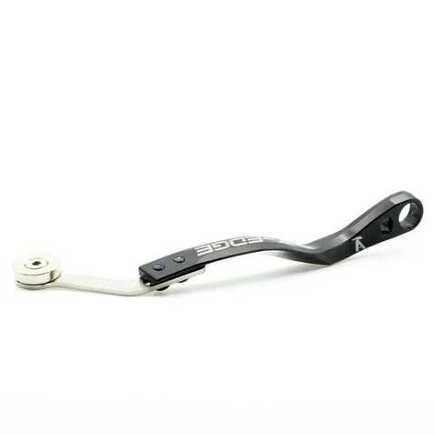 Pro Braze-On Bicycle Chain Catcher With Universal Power Meter Magnet, CNC Machined 6061-T6 Aluminum, side view of lightweight arm.