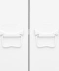 Close-up of white handles on the Heavy Duty Industrial Steel Bookshelf With Doors, 70.9 Inch Tall White Storage Cabinet For Home Office.