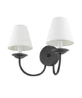Mendham 2 Light Wall Sconce in black and white finish, transitional steel indoor lighting fixture for living room or bedroom.