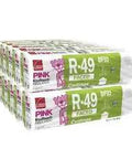 Top Shelf Pro Grade R-49 Kraft Faced Fiberglass Batt Insulation, Bulk 10 Bag Box, stacked insulation rolls for attic use