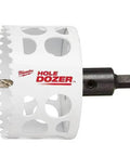 Milwaukee Hole Dozer bi-metal hole saw, 3-3/4 in, side view with black mandrel