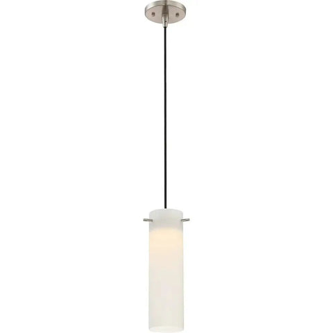 Pulse Collection LED Mini Pendant In Brushed Nickel Finish, One Light Modern Dope Transitional Kitchen Island Pendant, side view