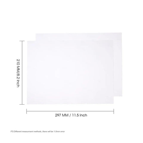 Sublimation Paper For DIY Tees And Tote Bags A4 8.2x11.5 In 100 Sheets 105G Fast Dry Transfer Paper shown with measurements