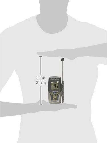 Front view of Traceable Kangaroo thermometer, handheld digital display with two probes, Amazon brand.