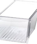 Clear Replacement Crisper Pan For Refrigerator 240343803 Durable Fridge Drawer Tray with smooth sliding design for produce storage.