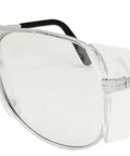 Top Shelf Aviator Safety Glasses Metal Frame ANSI Z87 DOT Approved For Motorcycles Heavy Duty Work Shop UV400 Polycarbonate Shatterproof Hard Coated Lenses side view with side shields.