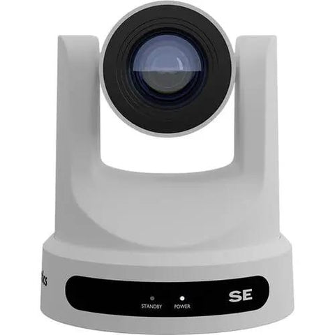 2 X Move SE PTZ Camera With 30x Optical Zoom Bundle shows a compact white camera with a sleek design and lens, ideal for live streaming.