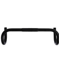 Drop Bar Bent Handlebar Aluminum Alloy 6061 T6 25.4mm And 31.8mm Clamp Compatible For Road Bike BMX And Fixed Gear Builds Lightweight And Durable Dope Quality in black, front view.