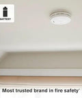 Ceiling-mounted Two In One Smoke And Carbon Monoxide Alarm With Battery Powered Detector And Slim Profile Design Model SMCO200 in room.