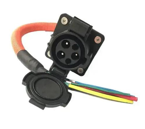 Hella Durable 50A SAE J1772 Type 1 EV Charging Inlet_socket Featuring 3.5 Foot Cable with connector and wire colors.