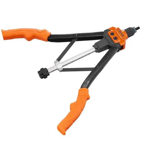 Rivet Nut Tool Kit 16 Inch With 13 Metric And SAE Mandrels, 186 Pcs Rivet Nuts, Semi Auto De Riveting, shown with orange handles