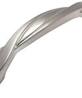 10 Pack Satin Nickel Twist Cabinet Hardware Handle Pull 3 Inch Center To Center, 4-1/2 Inch Overall Length, close-up view