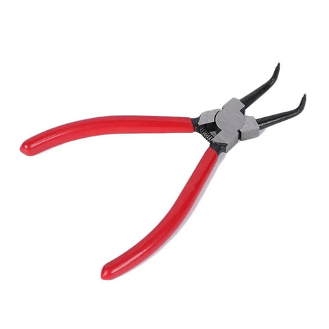 7 Inch Snap Ring Pliers With 90 Degree Bent Tips For Internal Circlip Installations And Retaining Ring Removal Precision Forged Internal Pliers Built Tough With Durable Red Handle For Easy Slip Free Gripping.