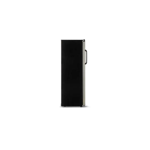 Spacious Upright Freezer Deep Freeze 11 Cubic Feet Stainless Steel Cabinet side view showing sleek black design and handle.