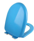 Top Tier White Slow Close Toilet Seat And Lid For U Shaped Bathrooms, Rock Hard Polypropylene, blue color, fast mount brackets.