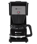 Front view of Velocity Brew High Altitude 10-Cup Home Coffee Maker with Speed Brew Tech and stainless steel hot water tank.