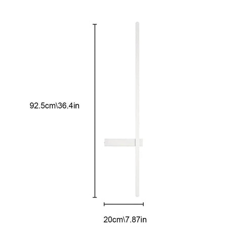 POJGVU Minimalist Led Wall Light Fixture Linear Wall Sconce Lighting Indoor Wall Wash Lamp Geometric Hardwired Sconces Living Room Background Wall Lights Bedroom Wall Lamps,White-62.5cm dimensions showing height of 92.5cm and width of 20cm.