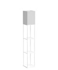 Floor Lamp With Shelves Modern Square Standing Shelf Light for Living Room or Bedroom, white with three-tier shelves.