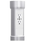 Slick Motorized Pop Up Kitchen Countertop Outlet With Fast Usb Charging And Dual Wall Jacks Heavy Duty Silver Build, side view detail.