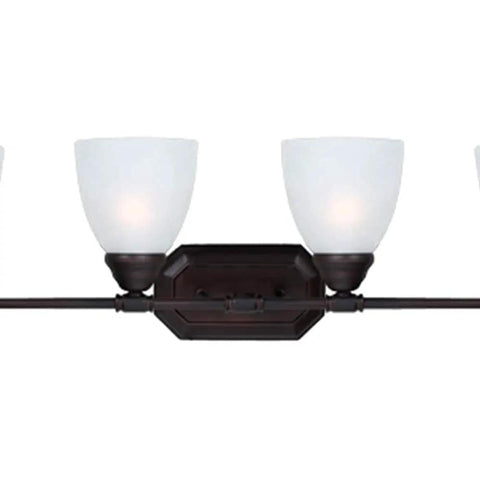Four Light Bathroom Vanity Fixture In Oil Rubbed Bronze With White Alabaster Glass, Contemporary Vanity Light For Modern Bathrooms