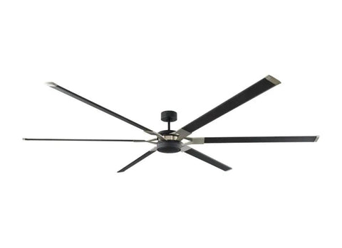Pro Level 96 Inch Industrial Outdoor Ceiling Fan With Painted Brushed Steel Finish And Six Sturdy Aluminum Blades overhead view.