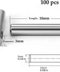 100 Pieces 3mm x 18mm Stainless Steel Dowel Pins For Shelf Support And Cabinet Fastening Rust Resistant Dowel Pins With Centerless Ground Finish Heavy Duty Metal Fasteners For DIY Projects