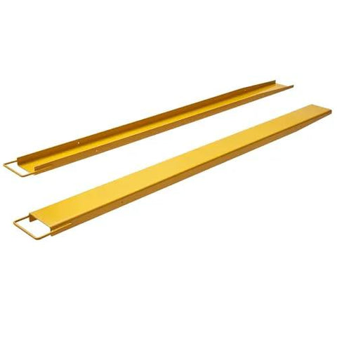 VEVOR forklift extensions, pair of 96-inch long, 6.5-inch wide yellow steel pallet fork extensions