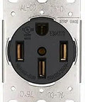 Front view of Heavy Duty NEMA 14 50 50 Amp 240V Receptacle Flush Mount Straight Blade Outlet with copper alloy contacts