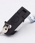 Two-piece sealed flush-mount compression latch with lever and key locking, black powder-coated zinc alloy (4.3x2.0 in)