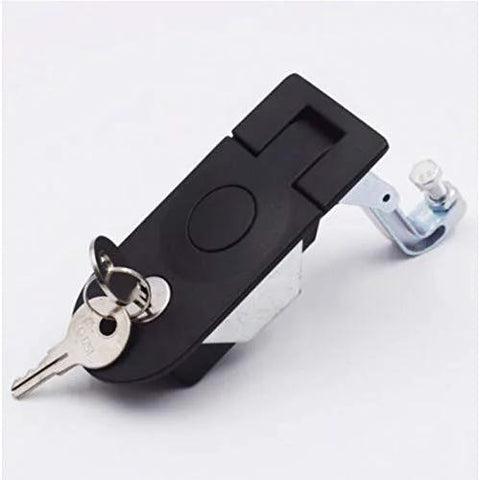 Two-piece sealed flush-mount compression latch with lever and key locking, black powder-coated zinc alloy (4.3x2.0 in)
