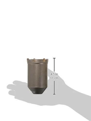 DEWALT concrete drill bit, carbide core bit body, 2-1/2 in x 4 in, front view with hand for scale