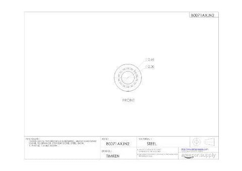 Technical drawing of Single Cone Tapered Roller Bearing, Standard Tolerance, Steel, Inch, 1.7500 In ID, 1.1140 In Width