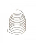 Front view of stainless steel coil spring with hooked ends for waterjet parts.