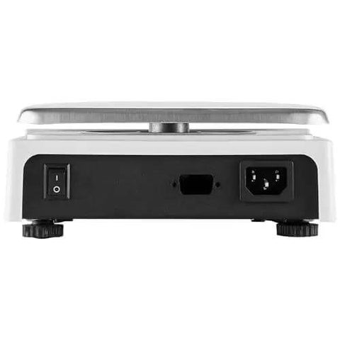 Industrial Counting Scale for Parts and Coins With 10 Kg Capacity, showing rear side with power switch and port, LED display.