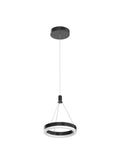 Dimmable LED Pendant Light For Kitchen Island And Dining Room With 59 Inch Adjustable Cord 15W Black One Ring Chandelier Sleek Modern