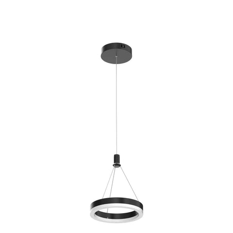 Dimmable LED Pendant Light For Kitchen Island And Dining Room With 59 Inch Adjustable Cord 15W Black One Ring Chandelier Sleek Modern