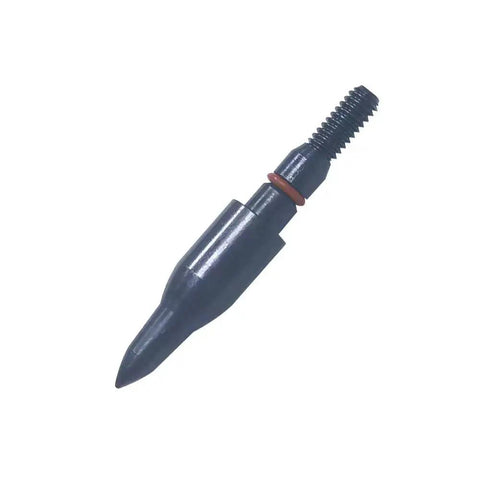 125 Grain Screw In Archery Field Points, Five Sixteenths Inch Steel Target Points, 38mm Length, close-up of one point with threaded end