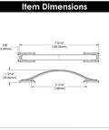 Dimensions of Solid Core Cabinet Pulls 10 Pack In Brushed Golden Brass Finish Dover Collection, showing length, width, and projection.
