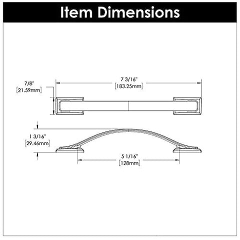 Dimensions of Solid Core Cabinet Pulls 10 Pack In Brushed Golden Brass Finish Dover Collection, showing length, width, and projection.