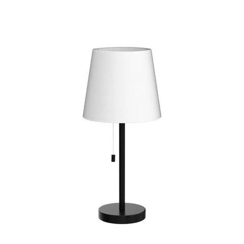 Set of 2 Modern Bedside Lamps in Black and White, Ideal for Bedroom, Dorm, Living Room, or Office, 20 Inch Height, Easy Reach Pull Chain Switch