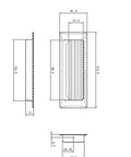 Technical drawing of Matte Black Modern Recessed Cabinet And Drawer Pull Handle 4.5 Inch Long By 1.625 Inch Wide, front and side view.