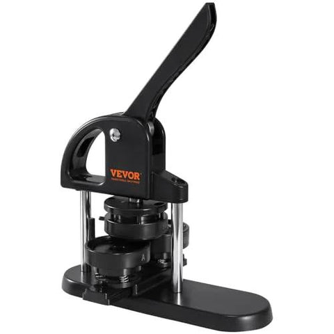 VEVOR button maker machine, black 3-in-1 pin press with lever, front view
