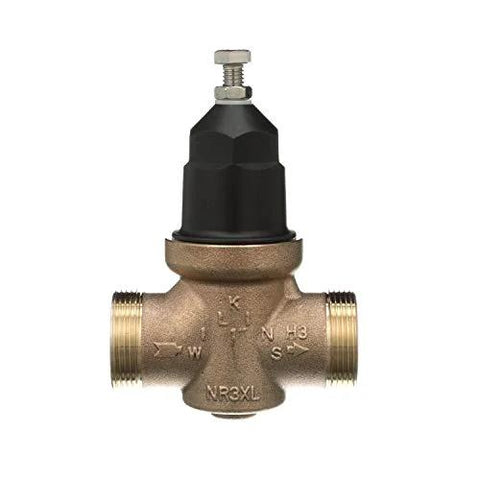 1-inch NR3XL pressure reducing valve with double union copper-sweat ends, brass body, black adjustment cap