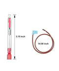 Two-item thermal cut-off kit for RV Atwood water heater: 3.15-inch glass fuse and 14.58-inch brown wire.